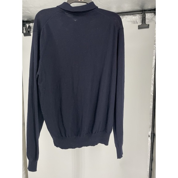 Vintage Brooks Brothers Polo Sweater Merino Wool Navy Blue Men's Sz L Hong Kong - Picture 2 of 4